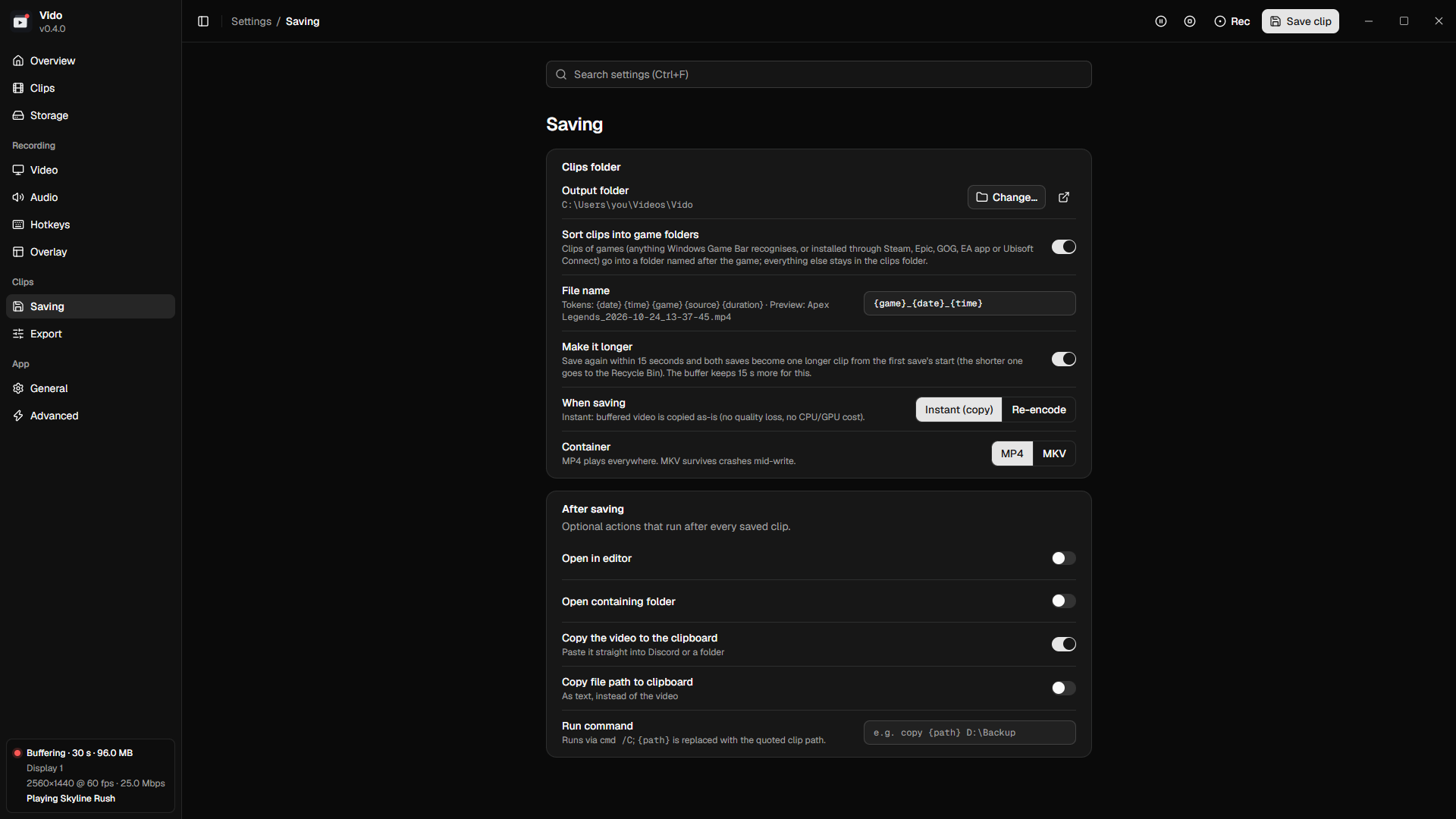 Re-encode on save setting